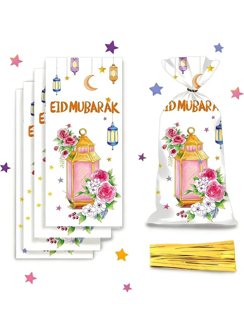 50 قطعة أكياس حلوى عيد مبارك: أكياس سيلوفان رمضانية مع أربطة ملتوية - هدايا حفلات للأطفال - أكياس بسكويت هدايا لعيد رمضان الإسلامي - Image 5